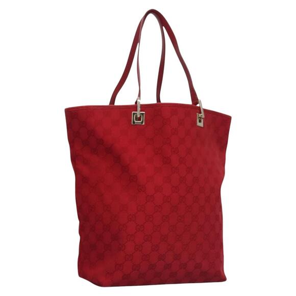 GUCCI GG Canvas Tote Bag Red Gold 002 002 - Picture 1 of 16